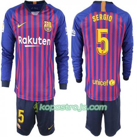 Billiga Fotbollströjor FC Barcelona Sergio 5 Barn Hemma tröja 2018/19 Långärmad